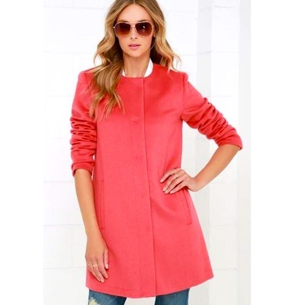 BB Dakota Catina Coral Wool Blend Coat Size Medium NWOT Collarless